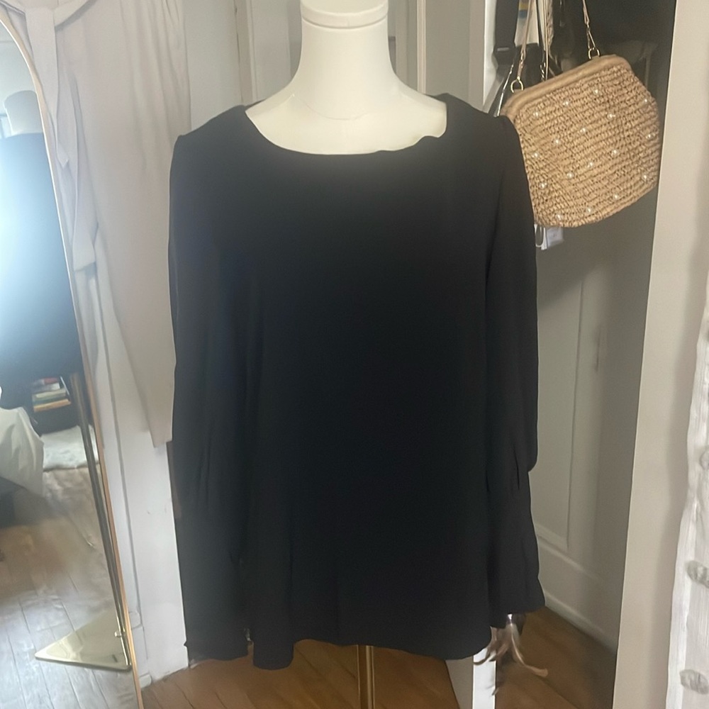 SHEIN Size Large Black Button Back Blouse